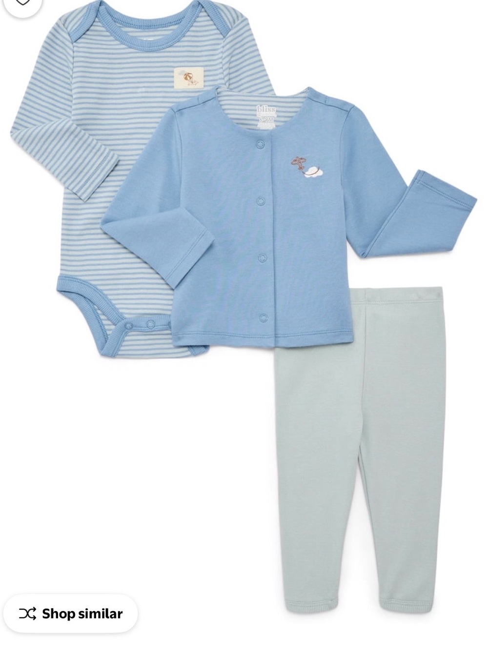 Garanimals Baby Boys Blue and Light Blue 3-Piece Matching Set